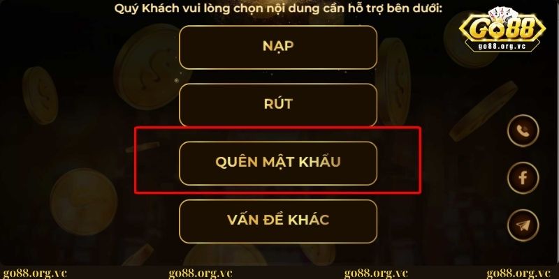 Xử lý lỗi quên mật khẩu khi truy cập vào GO88