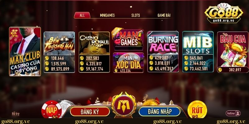 Giao diện hấp dẫn, bắt mắt tại nền cổng game Manclub